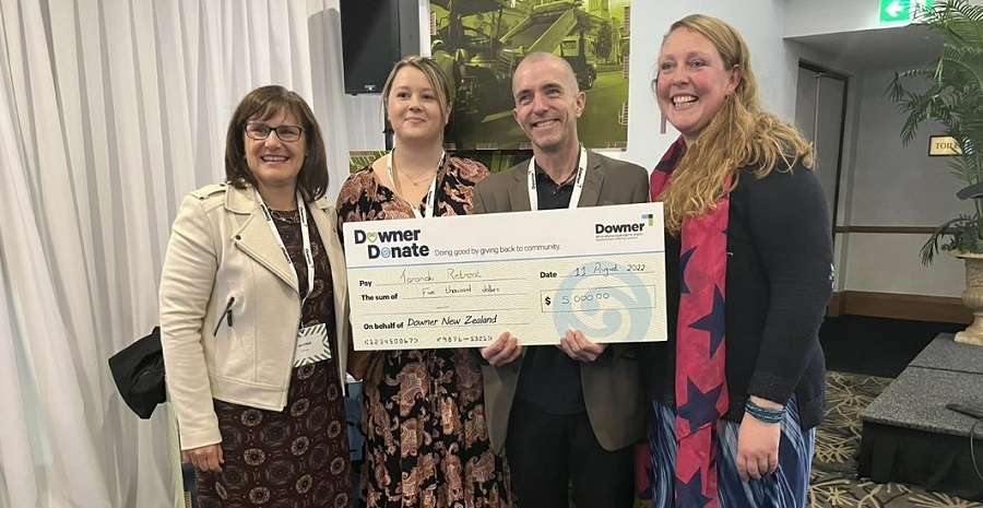 Taranaki retreat winners awarded their funding by Downer team