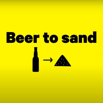 Innovation - beer bottle to sand to road