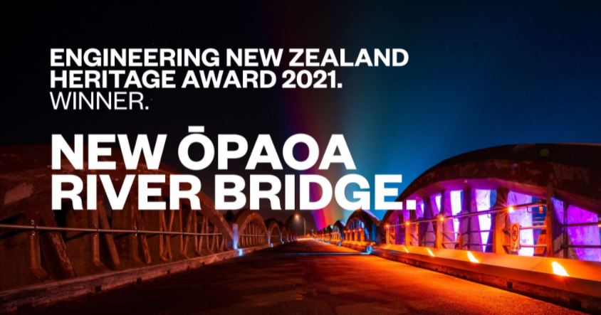 Ōpaoa Bridge wins 2021 Engineering NZ Heritage Award